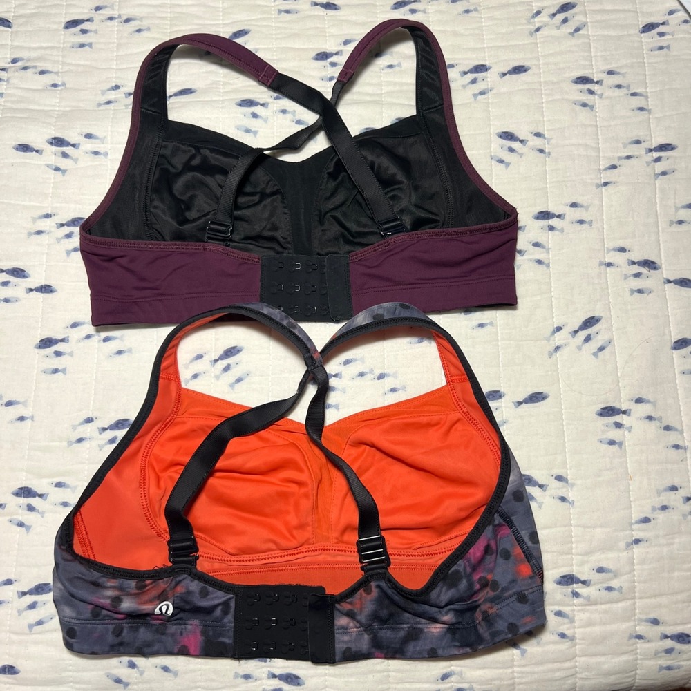 Lululemon Ta Ta Tamer Sports Bra Lot of 2 Purple & Abstract Print High Impact